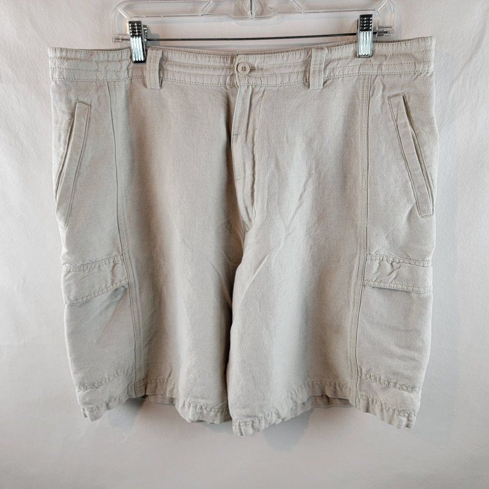 Cubavera Shorts Mens 38 Beige Chino Cargo Linen Blend Beach Casual Lightweight